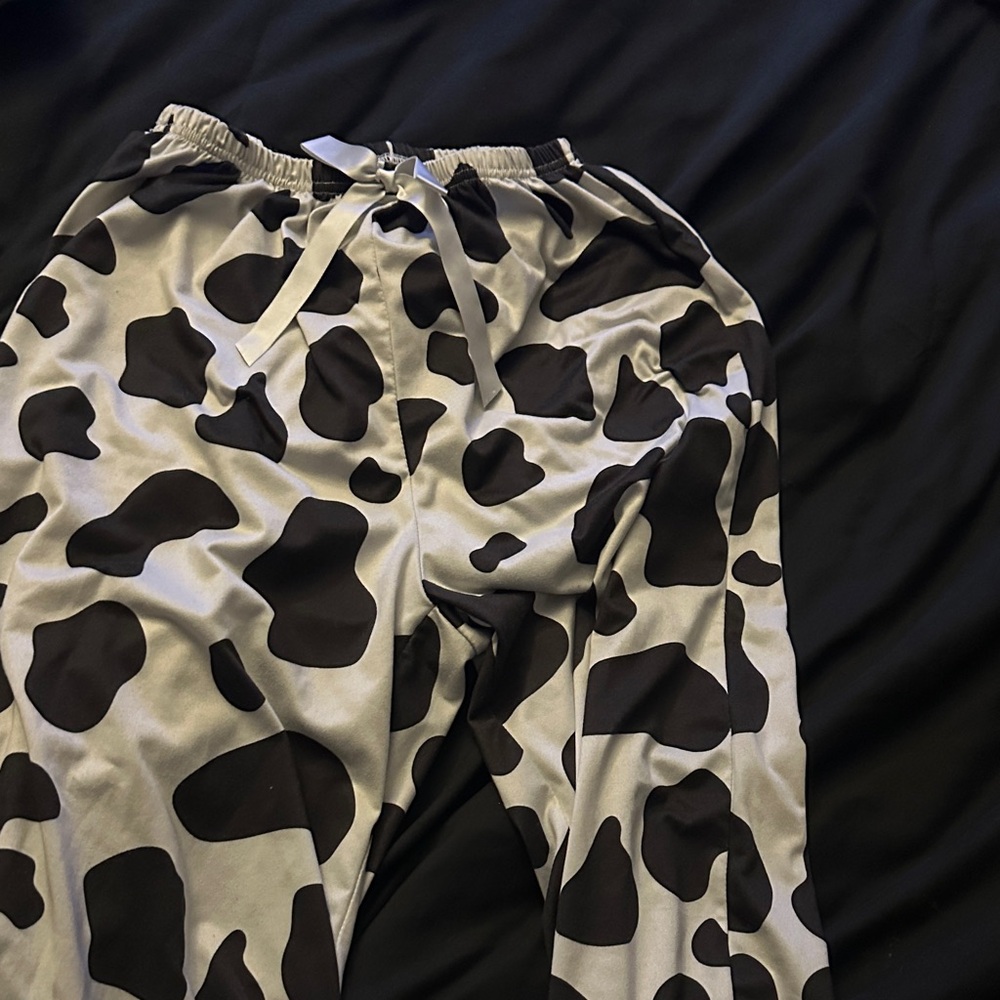 Black and White Cow Print Jogger Pants